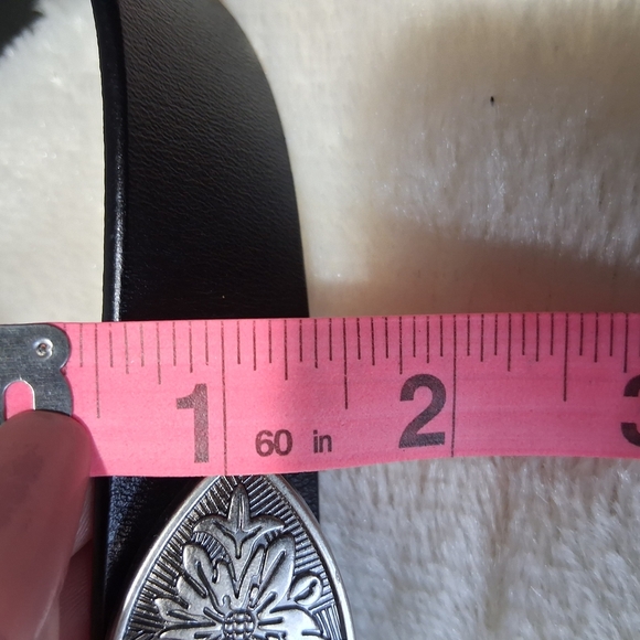 Black and Silver Ornate Western Belt - Picture 7 of 8